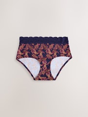 Navy Paisley Midi Lace Knickers 4 Pack - Image 8 of 10