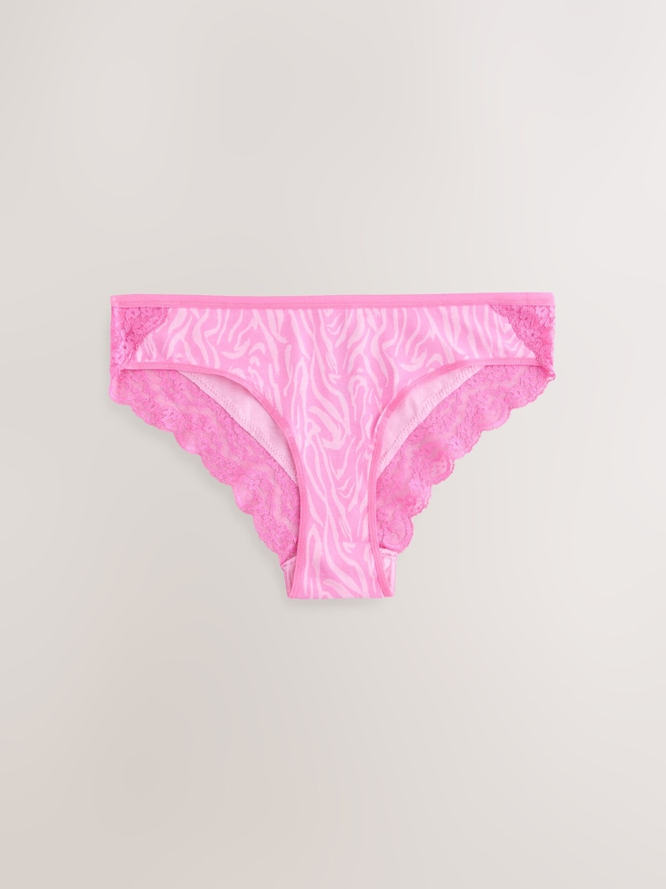 Zebra Print Bikini Lace Knickers 4 Pack - Image 5 of 7