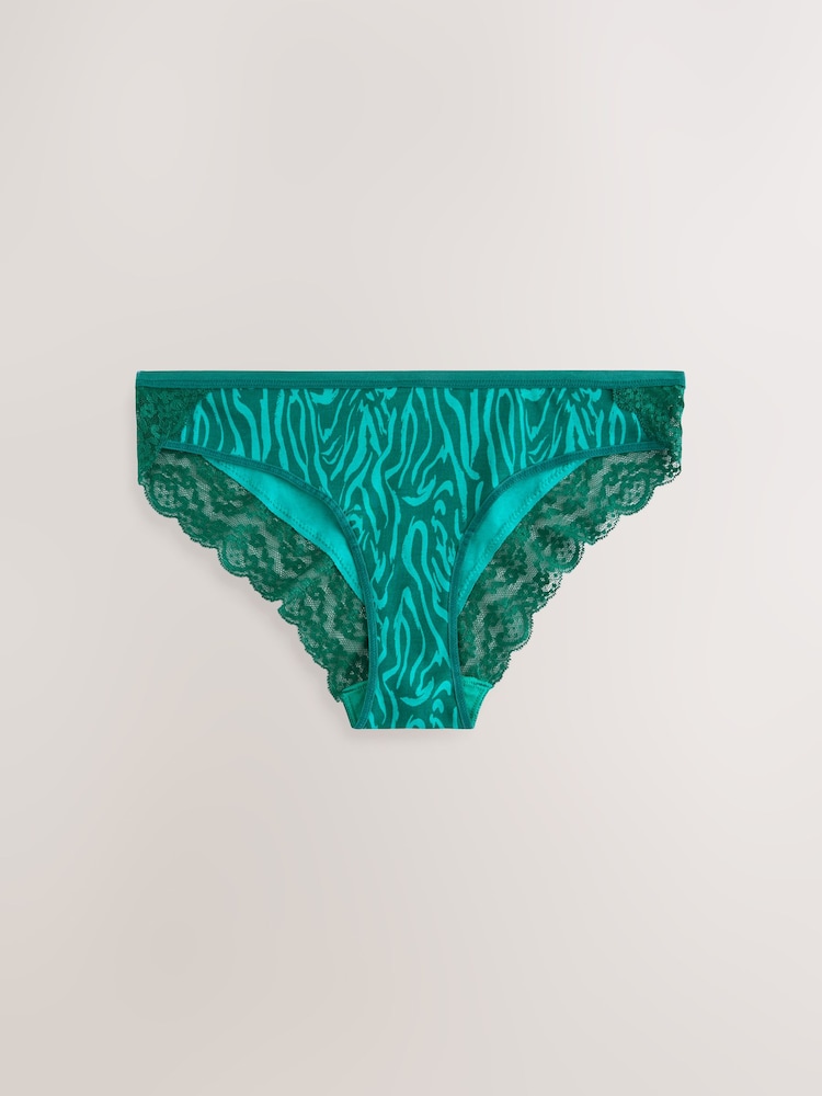 Zebra Print Bikini Lace Knickers 4 Pack - Image 6 of 7