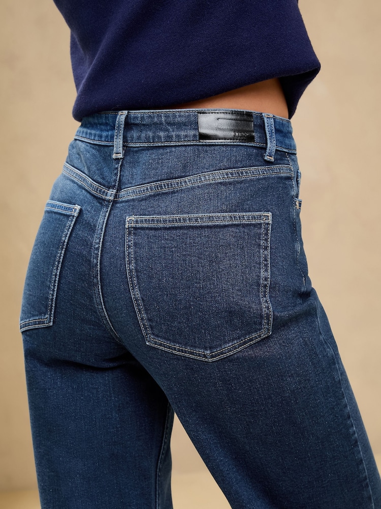 Lipsy Dark Blue Petite Mid Rise Wide Leg Jeans - Image 2 of 9