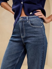 Lipsy Dark Blue Petite Mid Rise Wide Leg Jeans - Image 5 of 9