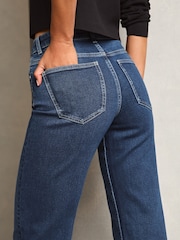 Lipsy Dark Blue Petite Mid Rise Wide Leg Jeans - Image 8 of 9