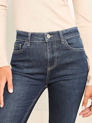 Lipsy Dark Blue Wash Petite Mid Rise Flare Jeans - Image 3 of 4