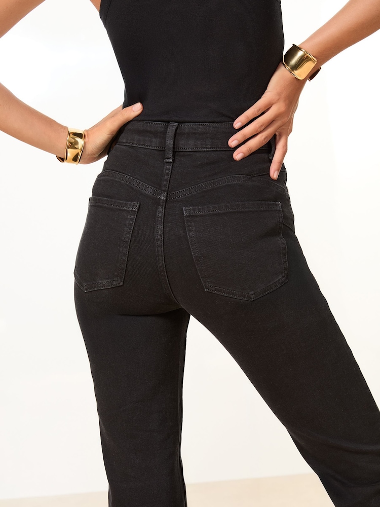 Lipsy Black Sculpting Petite High Waist Straight Leg Jeans - Image 3 of 4