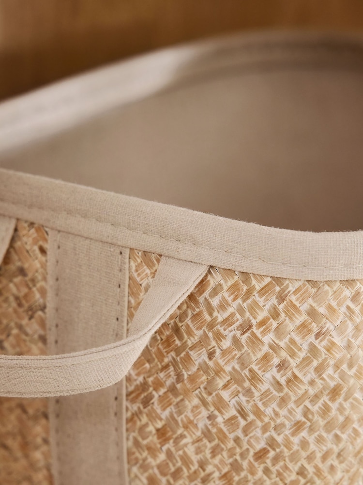Neutral Herringbone Set of 2 Storage Basket - Image 4 of 4