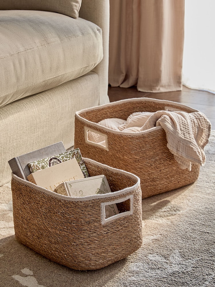 Neutral Seagrass Set of 2 Storage Baskets - Image 1 of 4 Neutral Seagrass Set of 2 Storage Baskets - Image 1 of 4