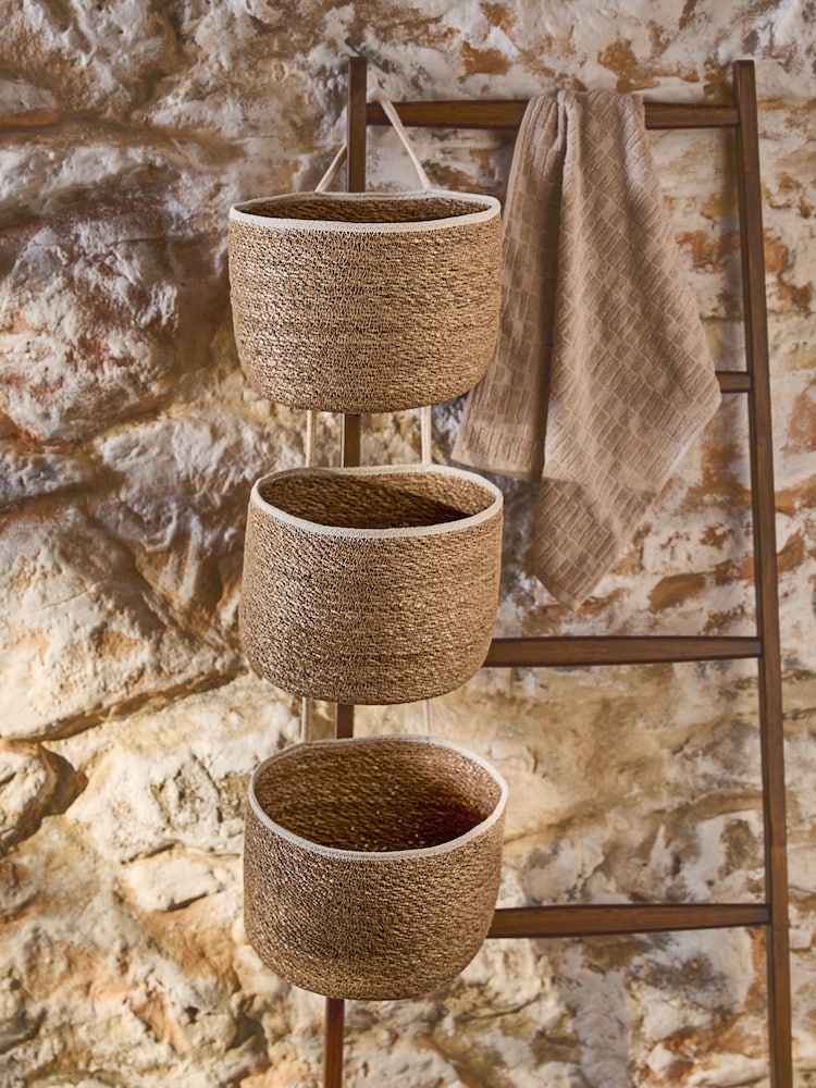 Neutral Seagrass Set of 3 Storage Baskets - Image 1 of 4 Neutral Seagrass Set of 3 Storage Baskets - Image 1 of 4