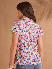 Love & Roses Floral Printed Short Sleeve Shell Top - Image 4 of 4
