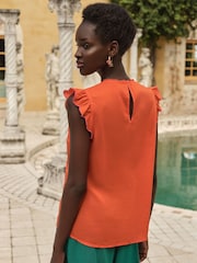 Love & Roses Orange Crew Neck Short Sleeve Embroidered Top - Image 4 of 4