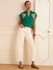 Love & Roses Green Printed Roll Sleeve Shirt - Image 3 of 4