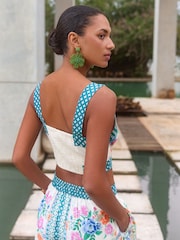 V&A I Love & Roses Co-ord Square Neckline Tie Back Crop Top - Image 4 of 4