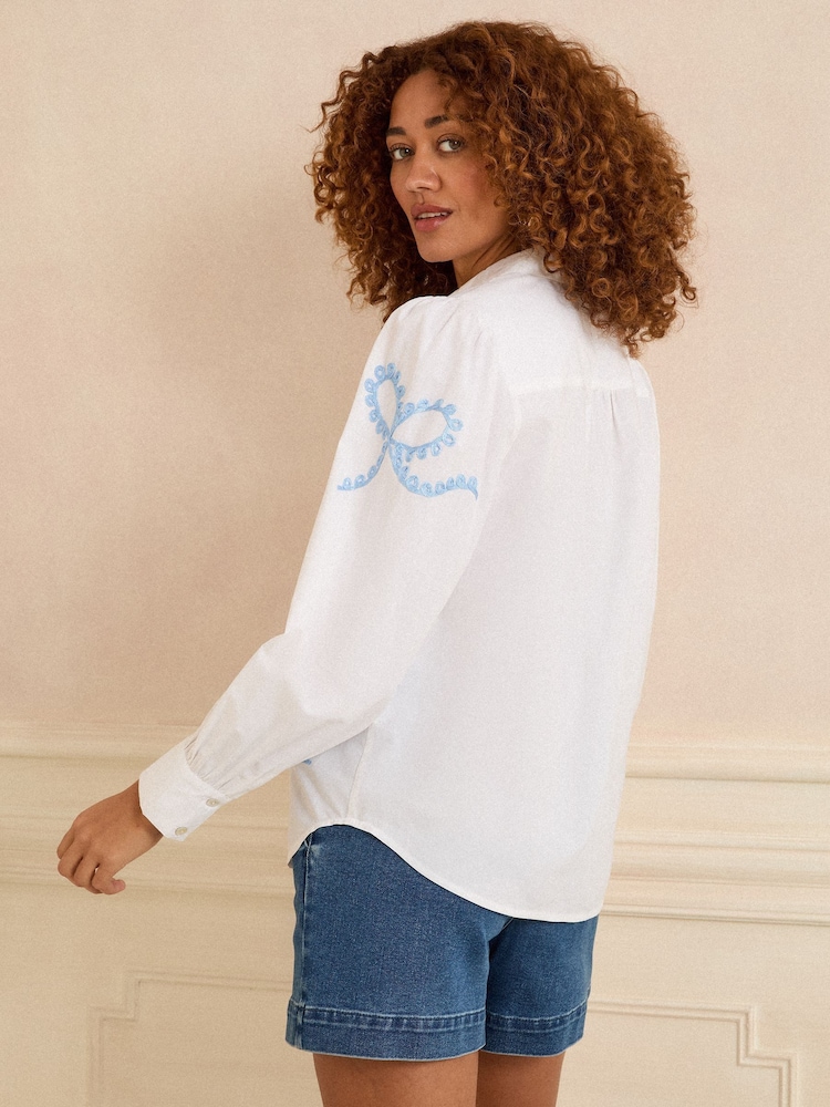 Love & Roses Ivory Lace Trim Deatil Long Sleeve 100% Cotton Shirt - Image 4 of 4 Love & Roses Ivory Lace Trim Deatil Long Sleeve 100% Cotton Shirt - Image 4 of 4