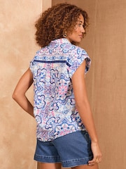 طباعة بلاط - Love & Roses Printed Roll Sleeve Shirt - صورة 4 من 4