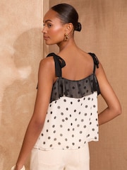 Love & Roses Ivory Spot Petite Ruffle Detail Cami - Image 4 of 4