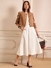 Love & Roses Ecru Denim Fit and Flare Midi Skirt - Image 3 of 5