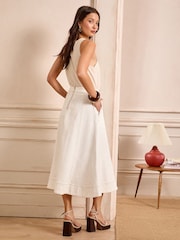 Love & Roses Ecru Denim Fit and Flare Midi Skirt - Image 5 of 5
