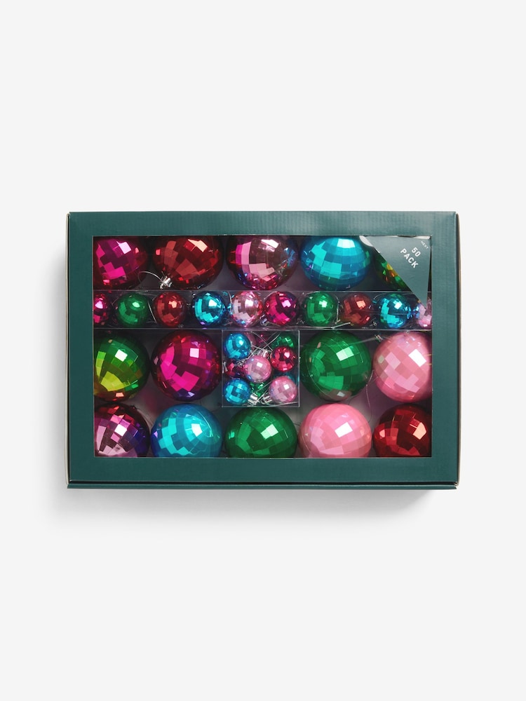 50 Pack Brights Shatterproof Christmas Baubles - Image 1 of 1