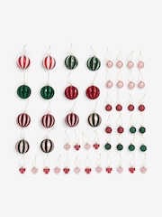 50 Pack Red Green Stripe Shatterproof Christmas Baubles - Image 2 of 5