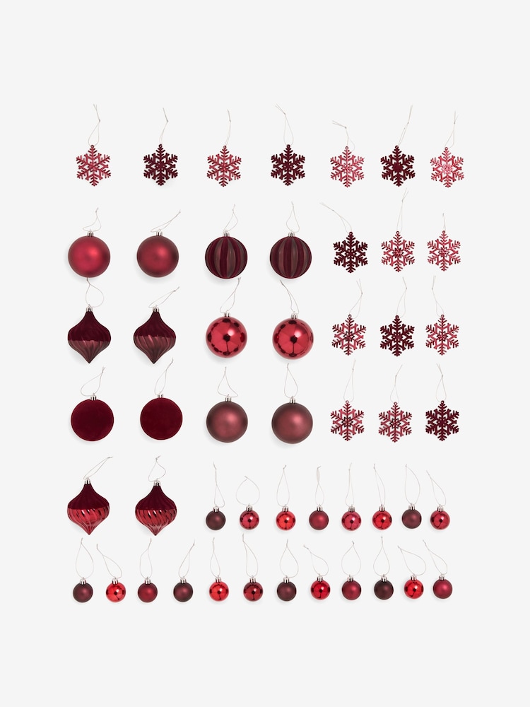 50 Pack Burgundy Red Shatterproof Christmas Baubles - Image 2 of 2