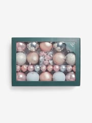 50 Pack Frosted Pink Shatterproof Christmas Baubles - Image 1 of 2