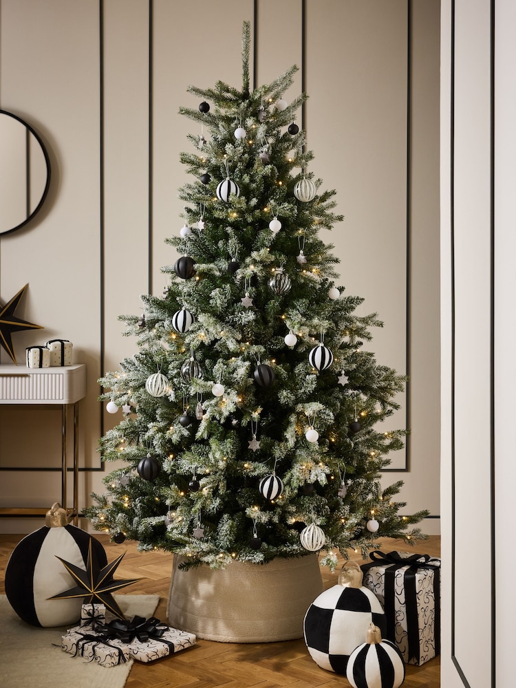 50 Pack Monochrome Stripe Shatterproof Christmas Baubles - Image 2 of 5