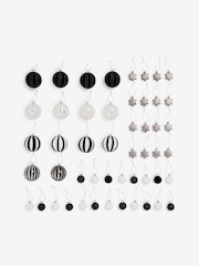 50 Pack Monochrome Stripe Shatterproof Christmas Baubles - Image 5 of 5