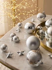 50 Pack Silver Shatterproof Christmas Baubles - Image 3 of 5