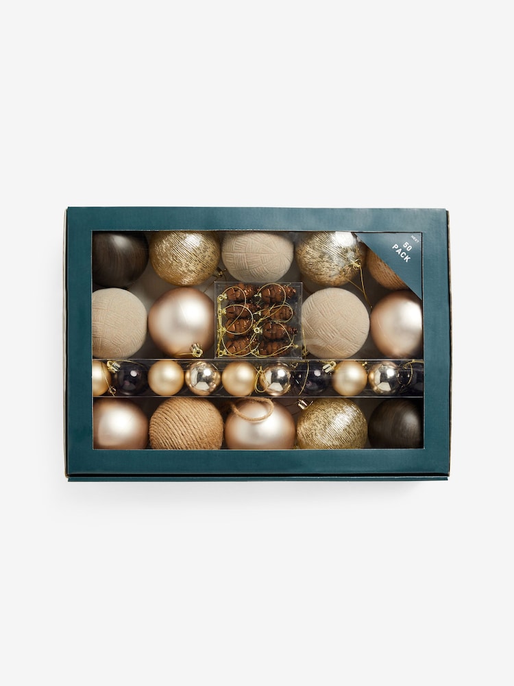 50 Pack Global Natural Shatterproof Christmas Baubles - Image 1 of 4