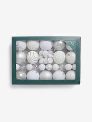 50 Pack White Shatterproof Christmas Baubles - Image 1 of 2