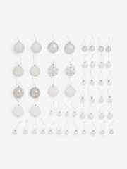 50 Pack White Shatterproof Christmas Baubles - Image 2 of 2