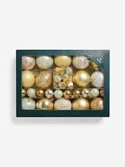 50 Pack Champagne Gold Shatterproof Christmas Baubles - Image 1 of 2