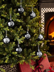 8 Pack Animal Print Shatterproof Christmas Baubles - Image 1 of 4