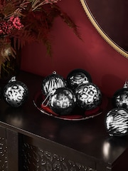 8 Pack Animal Print Shatterproof Christmas Baubles - Image 2 of 4