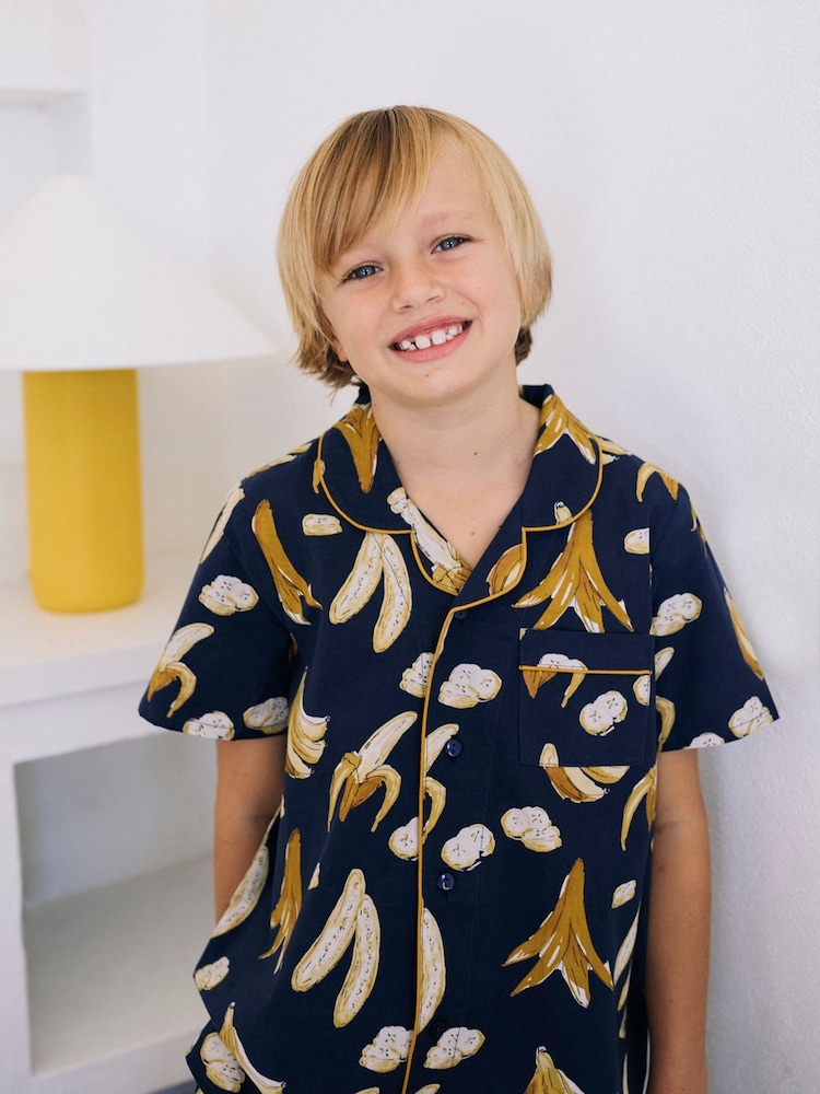 Their Nibs Navy Bananas Kids Cotton Short Pyjama Set - Image 3 of 3