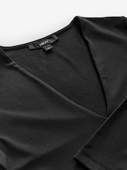 Black Soft Touch Polyamide Long Sleeve V-Neck Top - Image 6 of 7
