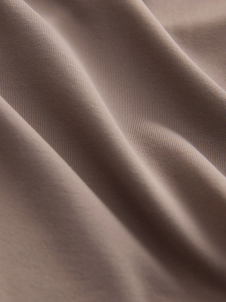 Mink Brown Soft Touch Polyamide Long Sleeve V-Neck Top - Image 7 of 7