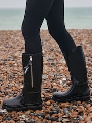 Mint Velvet Black Patent Knee High Wellies - Image 1 of 3
