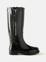 Mint Velvet Black Patent Knee High Wellies - Image 2 of 3