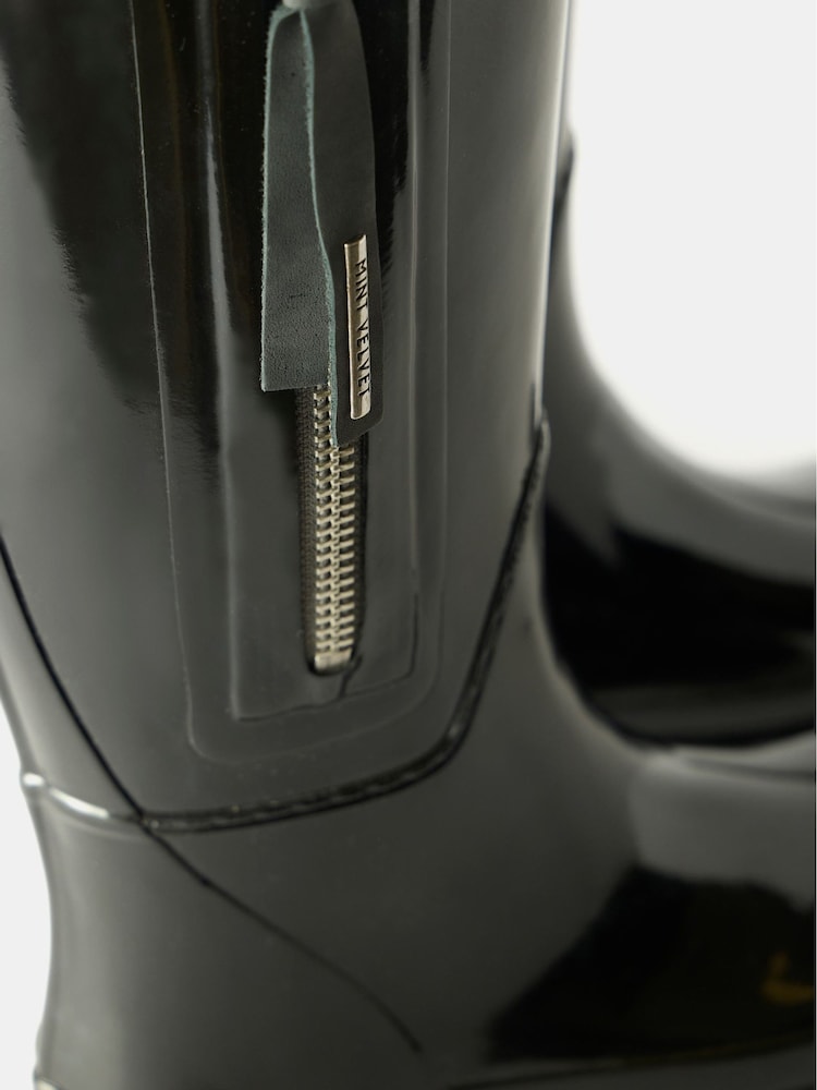 Mint Velvet Black Patent Knee High Wellies - Image 3 of 3