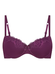 Hunkemoller Purple Lace and Shine Padded Underwired Bra - Image 4 of 5