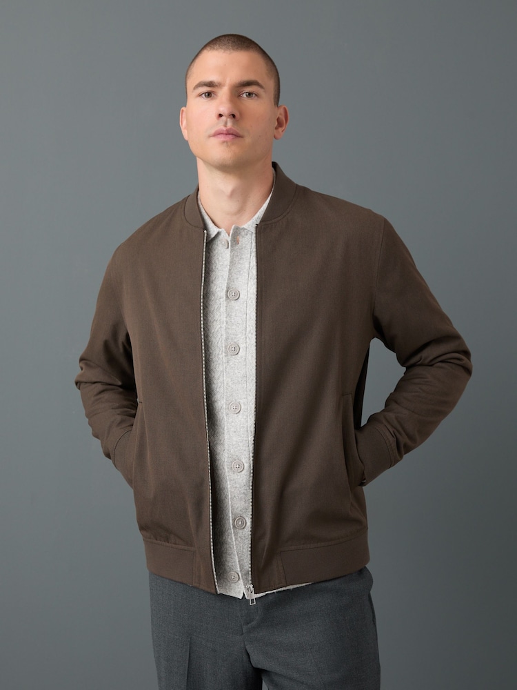 Brown Smart Bomber Jacket - Image 1 of 4