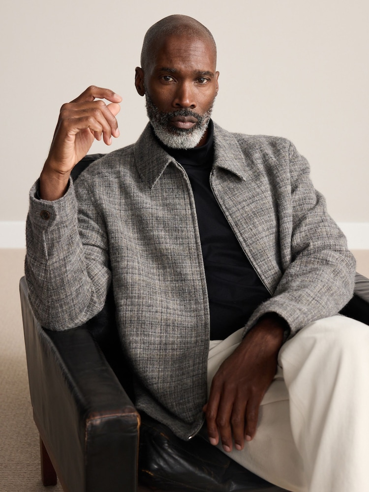 Grey Signature British Moons Merino Wool Check Shacket - Image 1 of 10