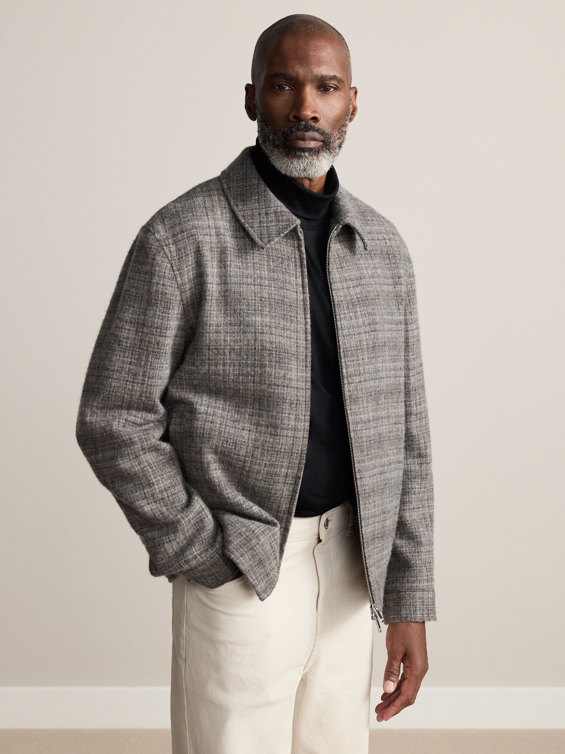 Buy Grey Signature British Moons Merino Wool Check Jacket from