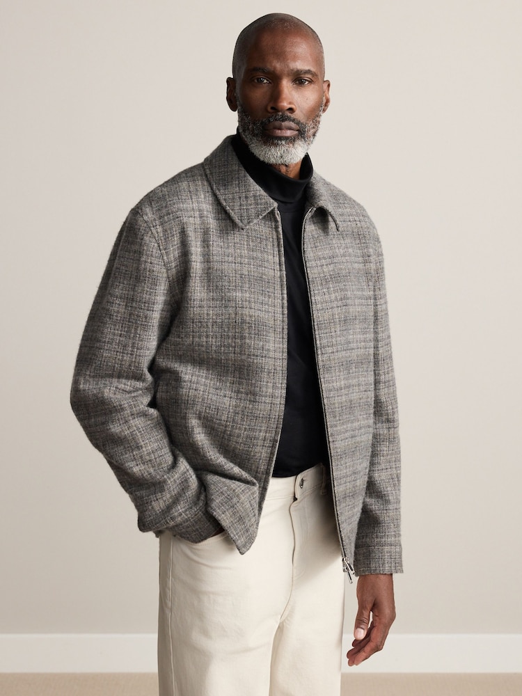 Grey Signature British Moons Merino Wool Check Shacket - Image 2 of 10