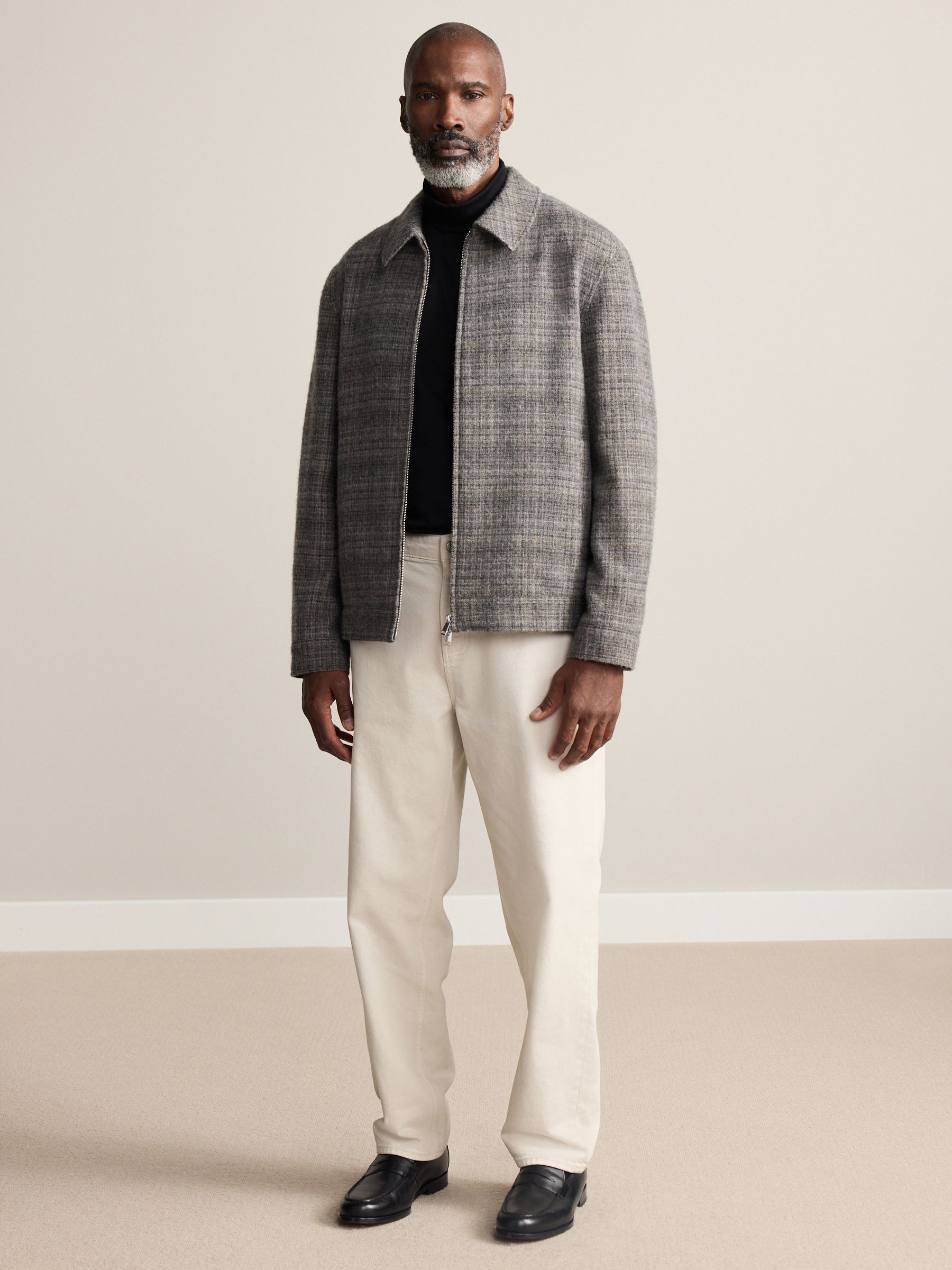 Buy Grey Signature British Moons Merino Wool Check Jacket from