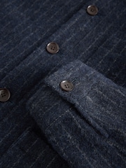 Navy Blue Signature British Moons Merino Wool Stripe Chore Shacket - Image 11 of 12