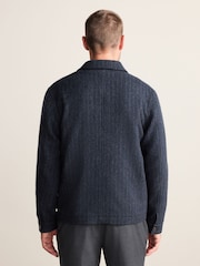 Navy Blue Signature British Moons Merino Wool Stripe Chore Shacket - Image 2 of 12