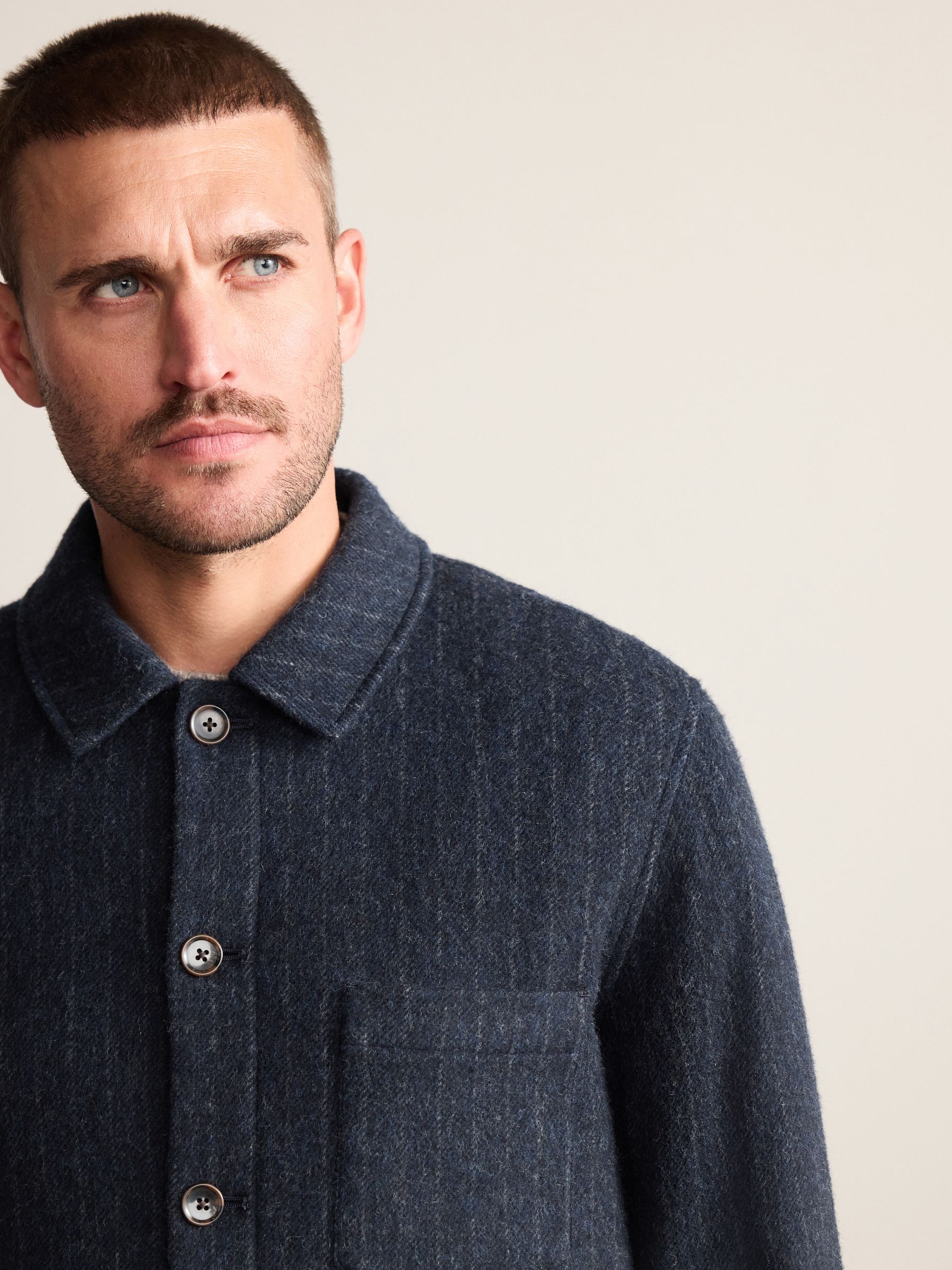 Buy Navy Blue Signature British Moons Merino Wool Stripe Chore