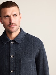 Navy Blue Signature British Moons Merino Wool Stripe Chore Shacket - Image 4 of 12
