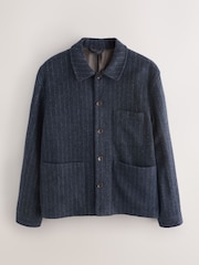 Navy Blue Signature British Moons Merino Wool Stripe Chore Shacket - Image 6 of 12